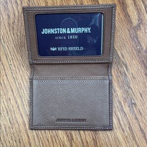 Johnston & Murphy Tan Leather RFID Card Holder